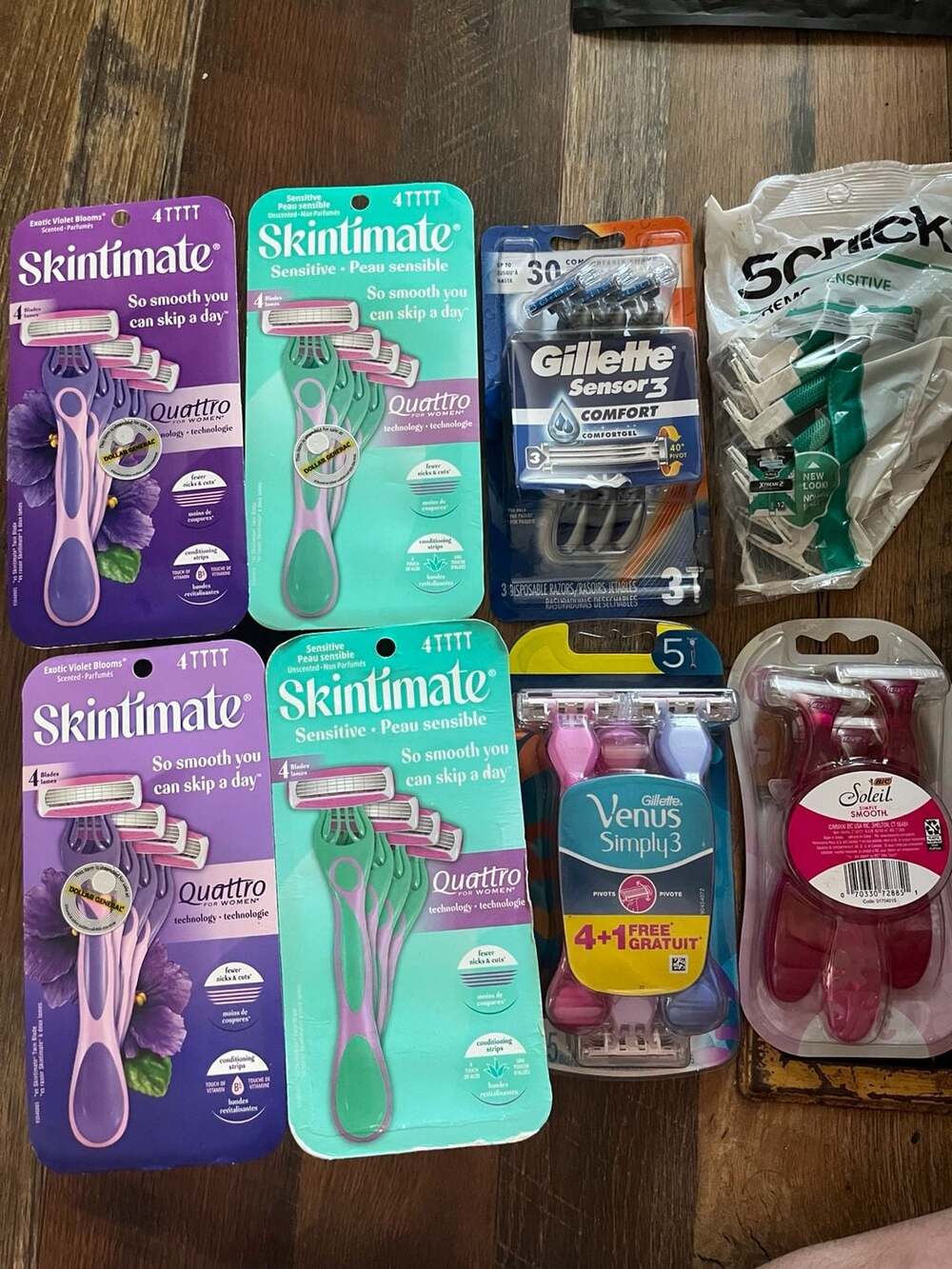 Assorted Women's Disposable Razor Variety Lot (Skintimate, Gillette, Schick, Bic